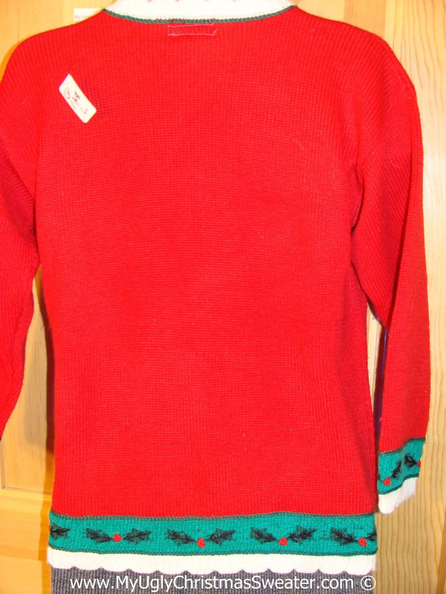 Tacky Red Xmas Sweater with Lights Rabbits and Tree (g138)