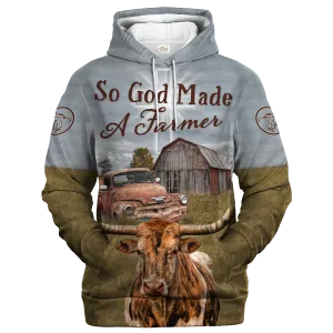 Texas Longhorn Hoodie, 3D All Over Print Farm Hoodie For Dad Mother