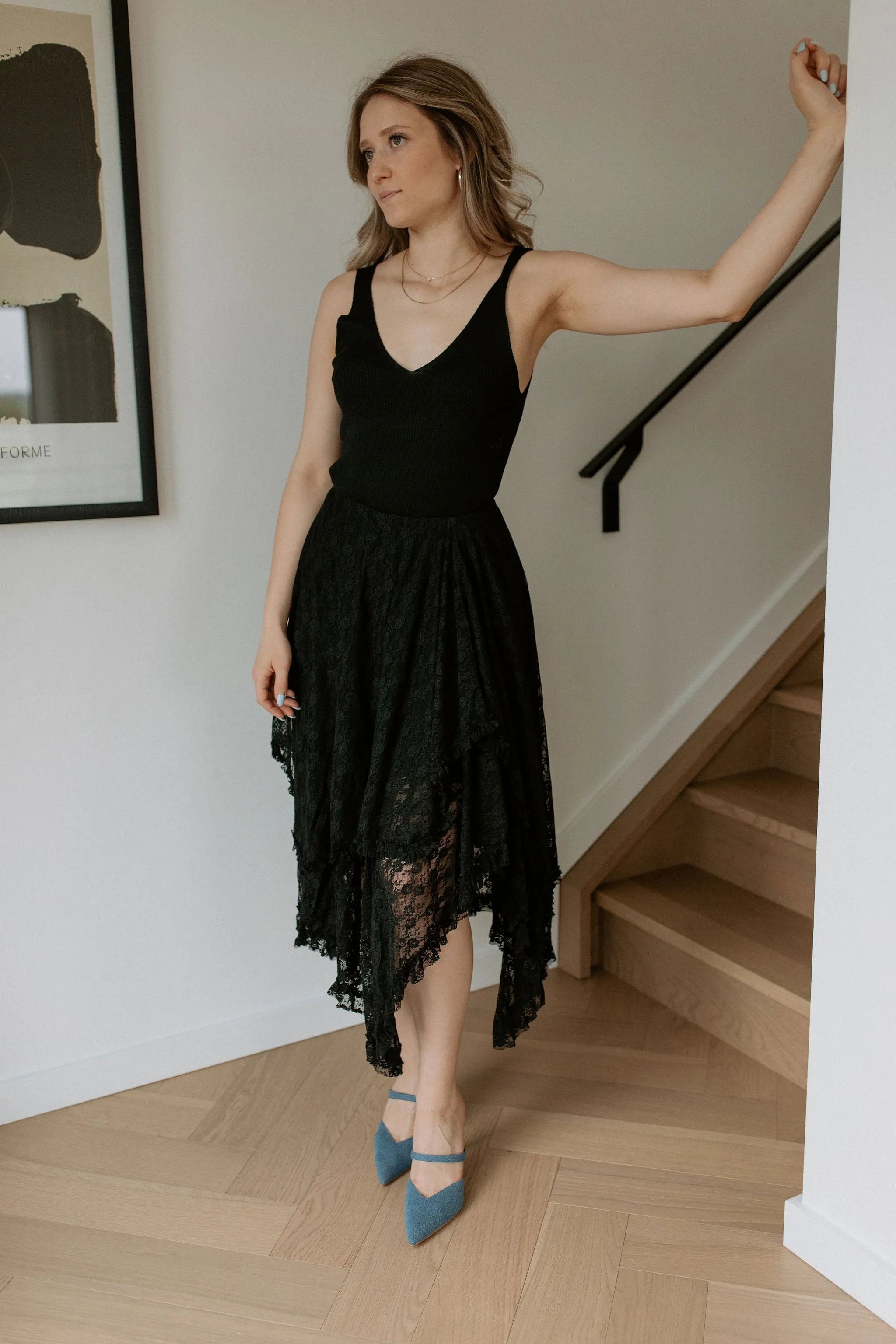 The Cotton Cashmere Ribbed Tank - Black
