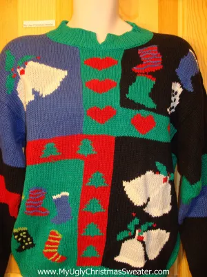 Ugly Christmas Sweater 80s Cheesy Horrible Pullover