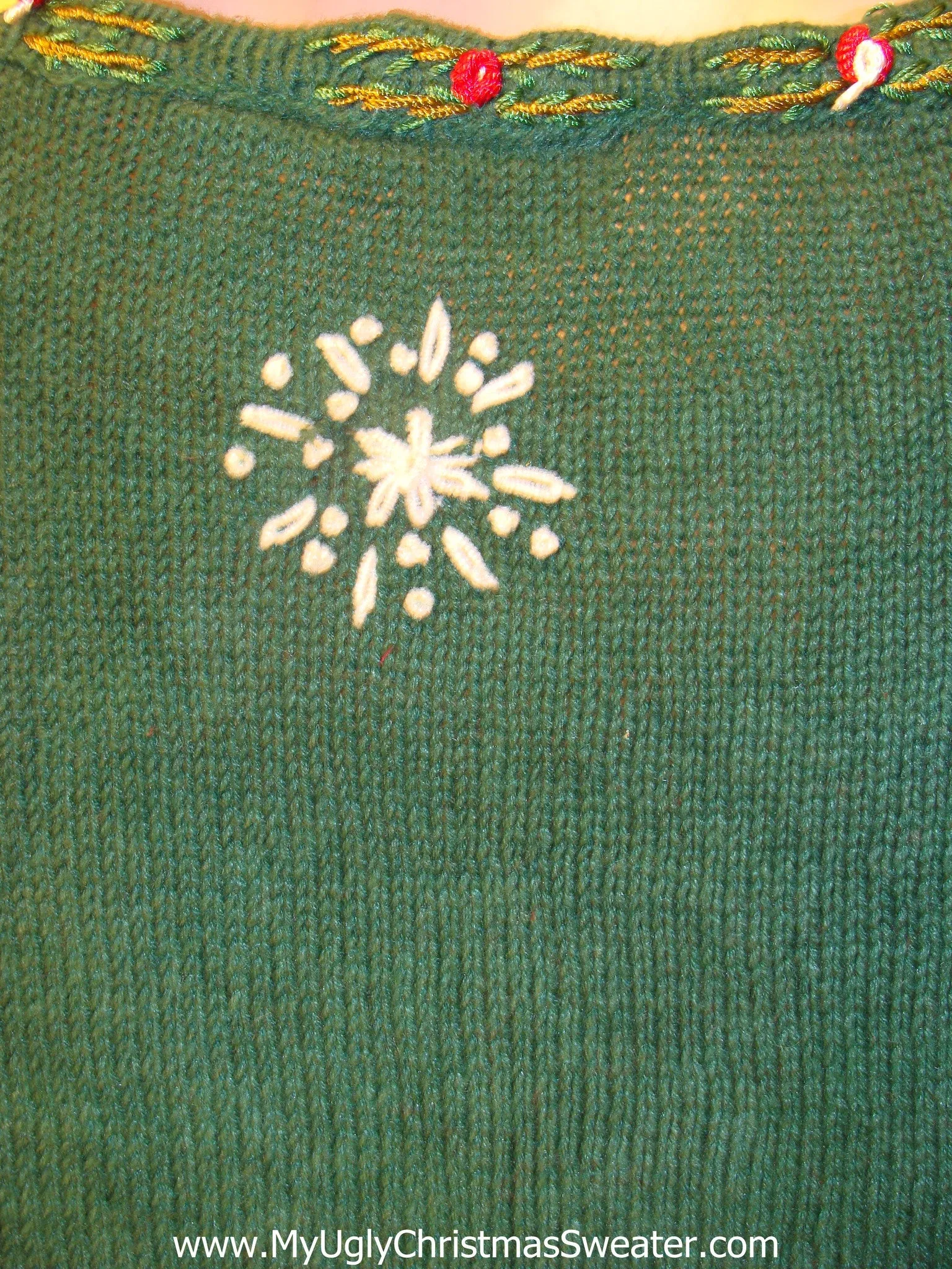 Ugly Christmas Sweater Vest with Reindeer, Poinsettias