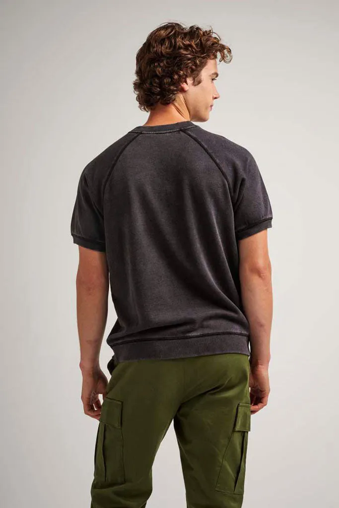 Unisex Recycled Fleece Raglan Short Sleeve Sweatshirt - Mineral Black