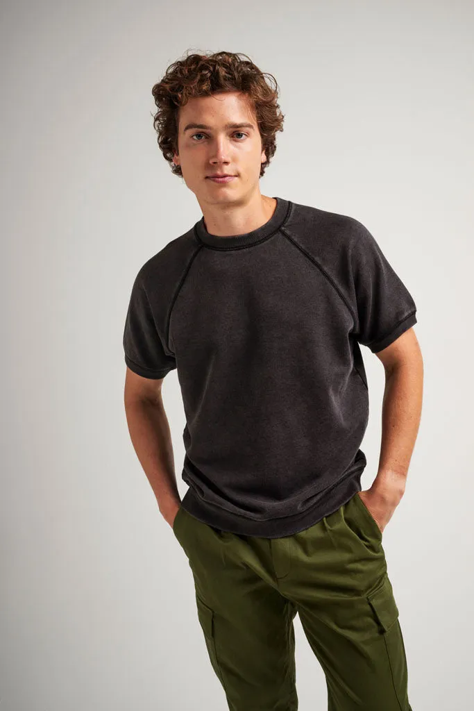 Unisex Recycled Fleece Raglan Short Sleeve Sweatshirt - Mineral Black