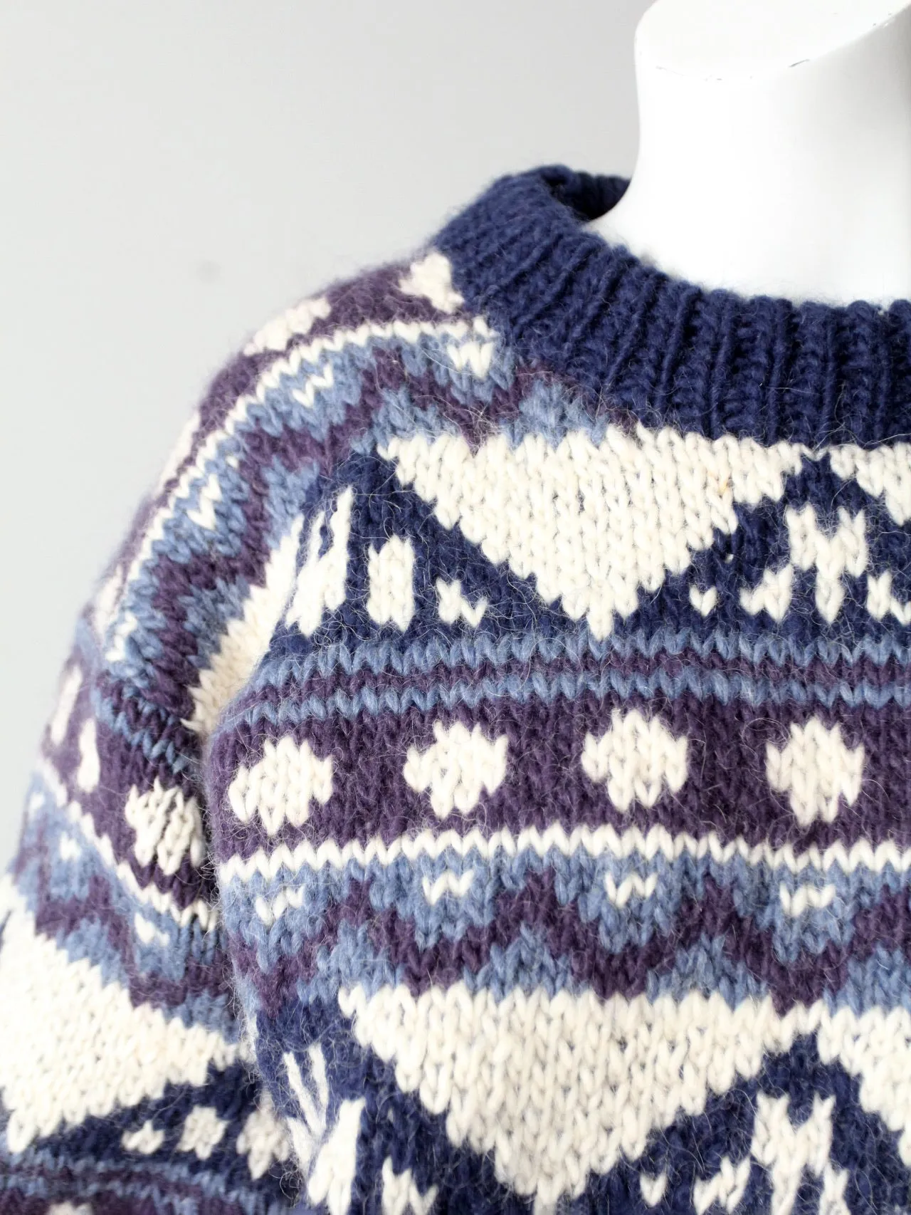 vintage chunky knit geometric sweater