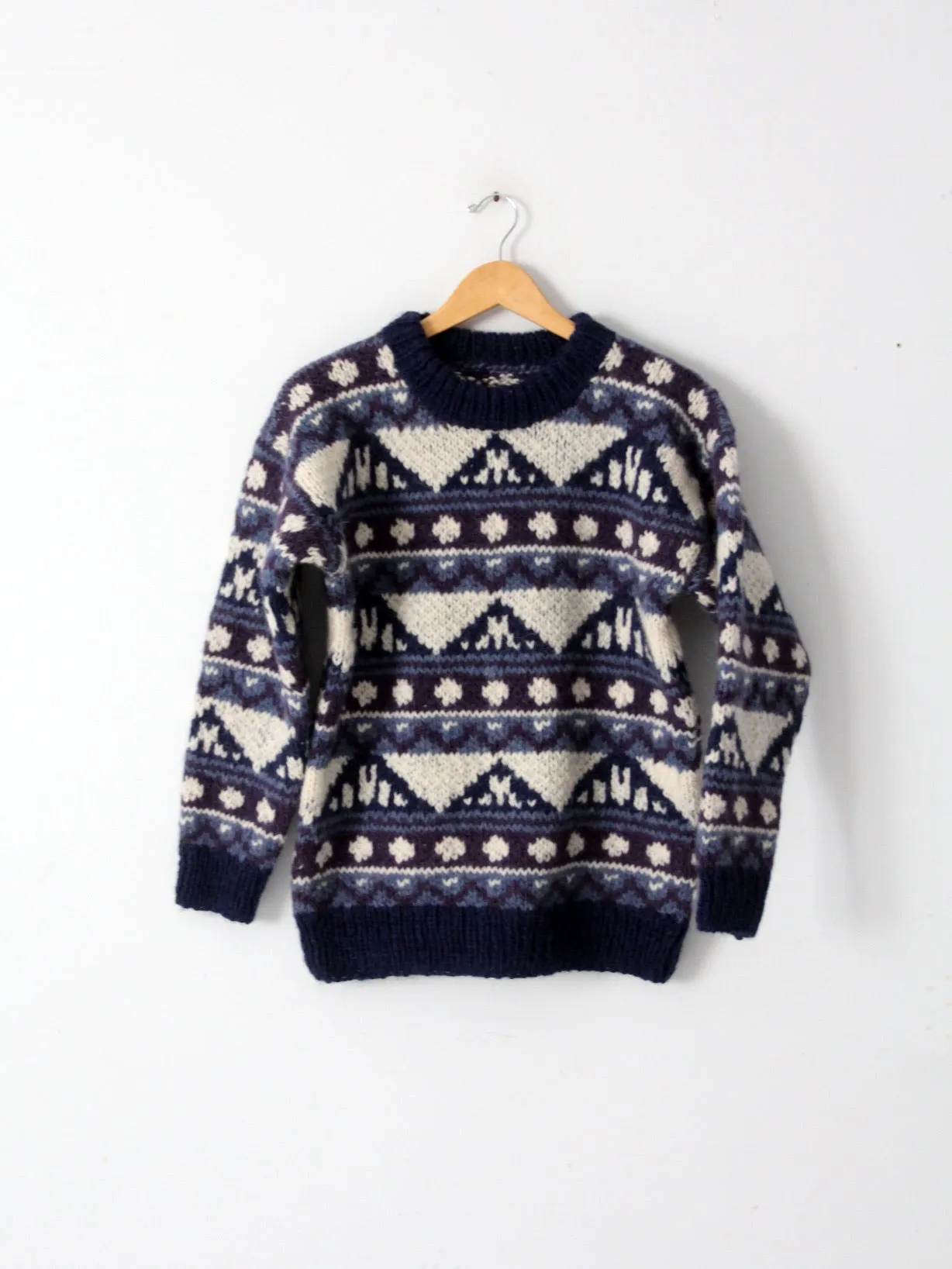 vintage chunky knit geometric sweater