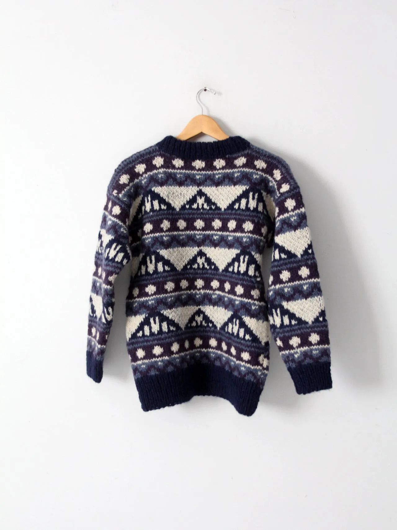 vintage chunky knit geometric sweater