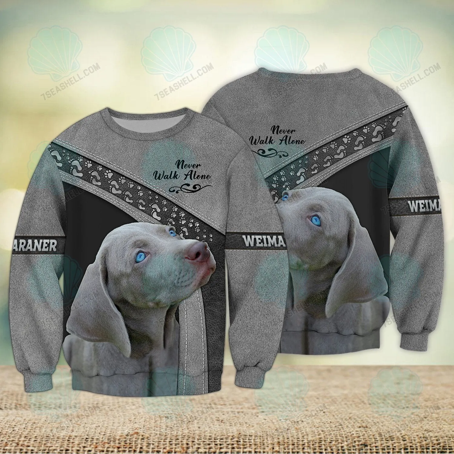 Weimaraner Love Never Walk Alone 3D Full Print Shirts, Christmas Dog Memorial Gifts for loss of Dog