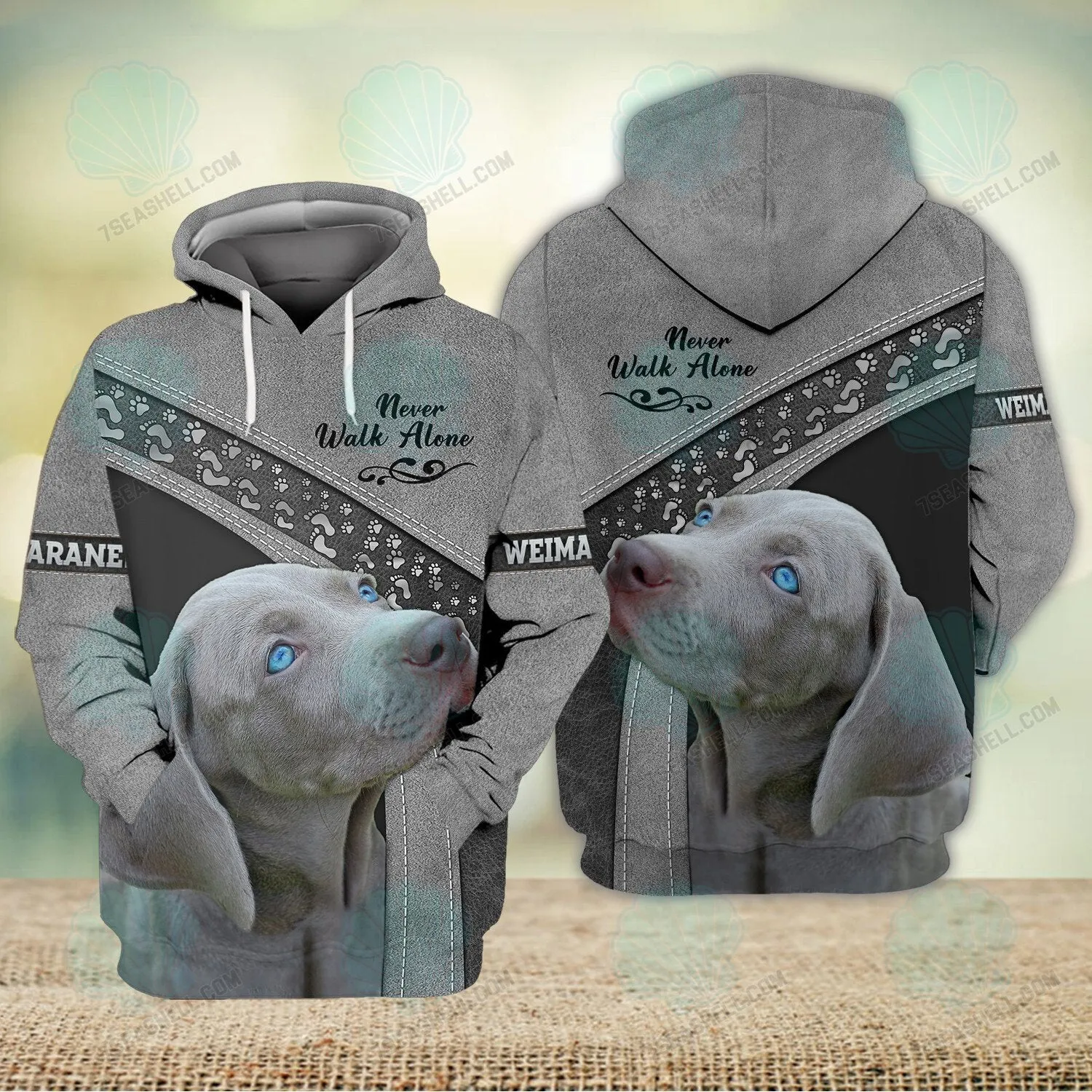 Weimaraner Love Never Walk Alone 3D Full Print Shirts, Christmas Dog Memorial Gifts for loss of Dog