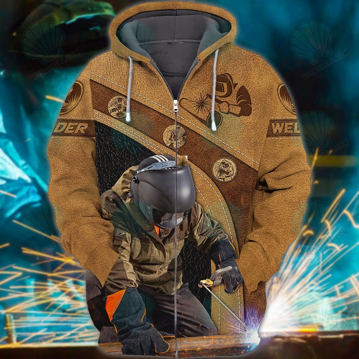 Welder Leather 3D All Over Printed Sweatshirt Zip Hoodie, Christmas Welder Shirt Gift