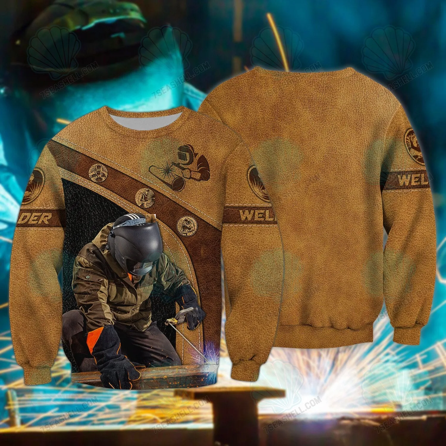 Welder Leather 3D All Over Printed Sweatshirt Zip Hoodie, Christmas Welder Shirt Gift