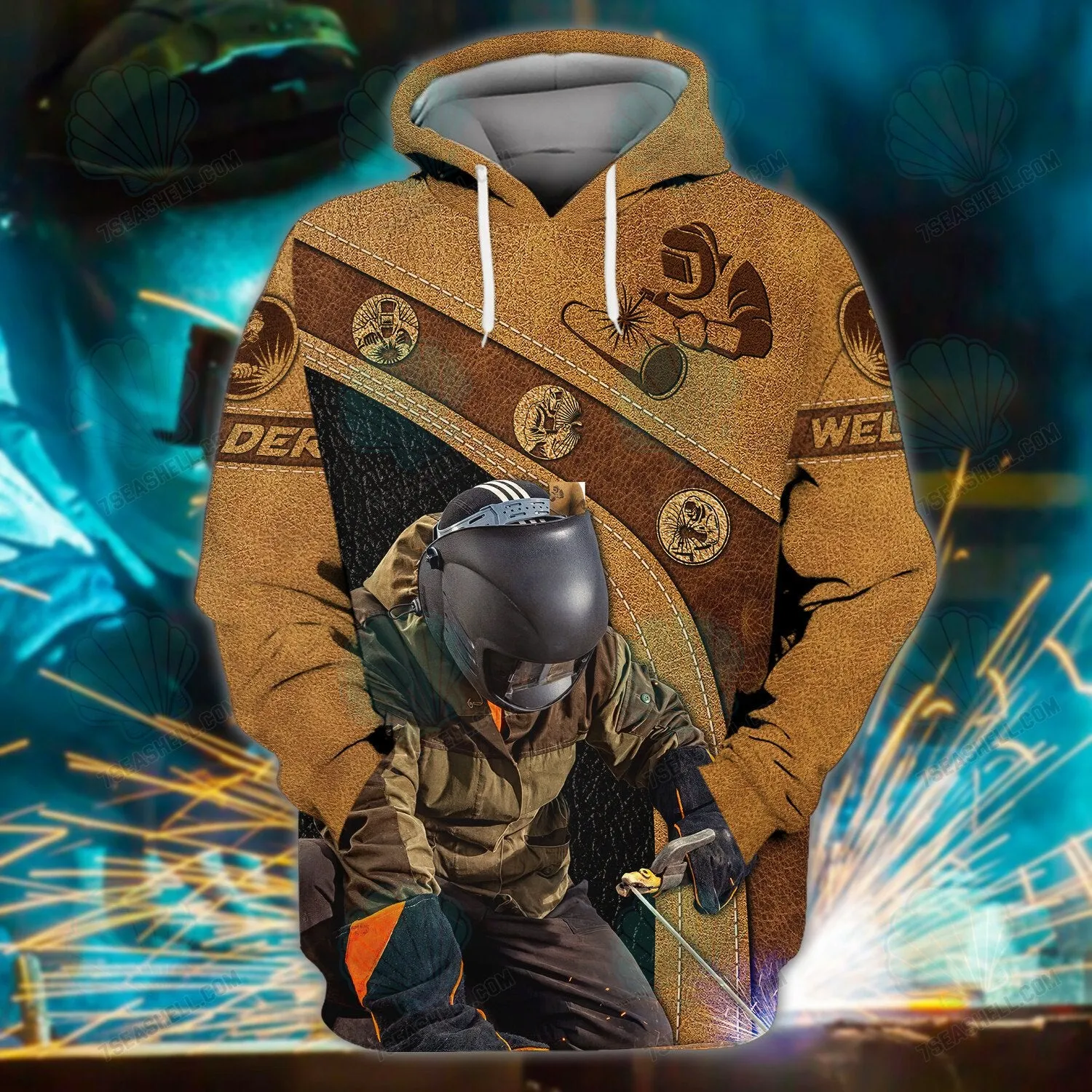 Welder Leather 3D All Over Printed Sweatshirt Zip Hoodie, Christmas Welder Shirt Gift