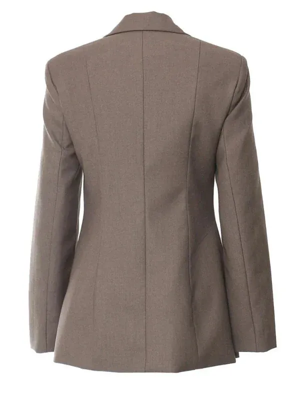 Wenkouban-Winter outfits Christmas Black Friday Notched Collar Front Bow Tie-Up Brown Blazer Jacket