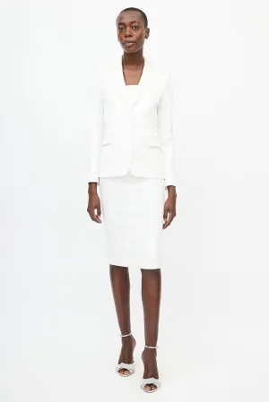 White Textured Woven Dress Suit