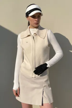 Wide Collar KNITZiip-up_Cream