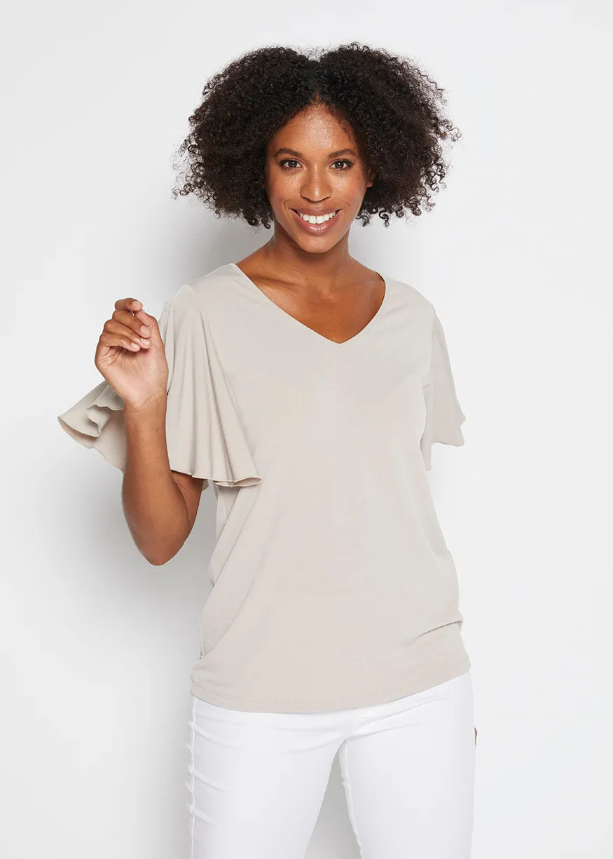 Wing Flutter Top in Champagne