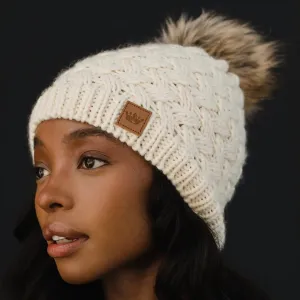 Winter Hat With Pom Cream