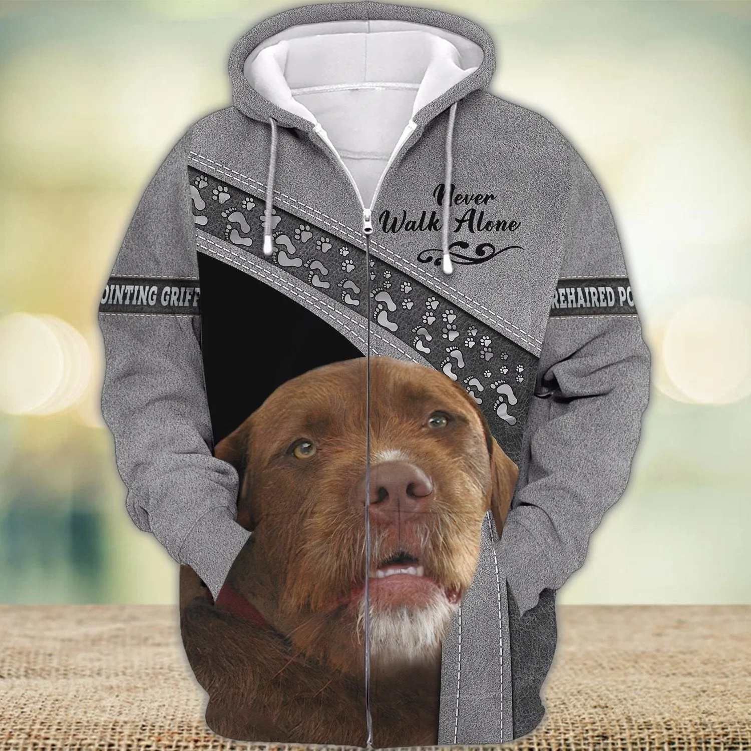 Wirehaired Pointing Griffon Love Never Walk Alone 3D Full Print Shirts, Shirt For Dog Lovers, Dog Memorial Gifts for loss of Dog
