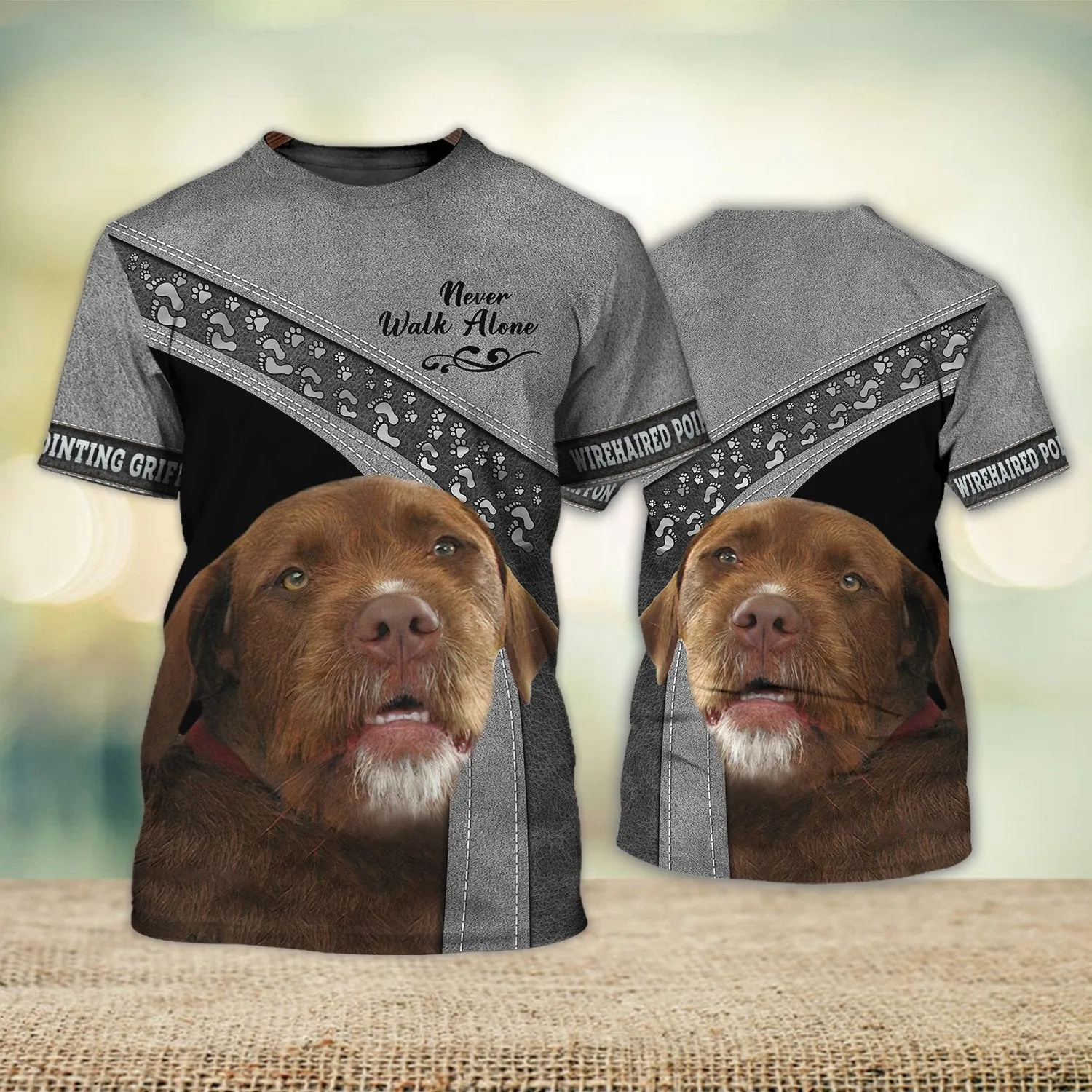 Wirehaired Pointing Griffon Love Never Walk Alone 3D Full Print Shirts, Shirt For Dog Lovers, Dog Memorial Gifts for loss of Dog