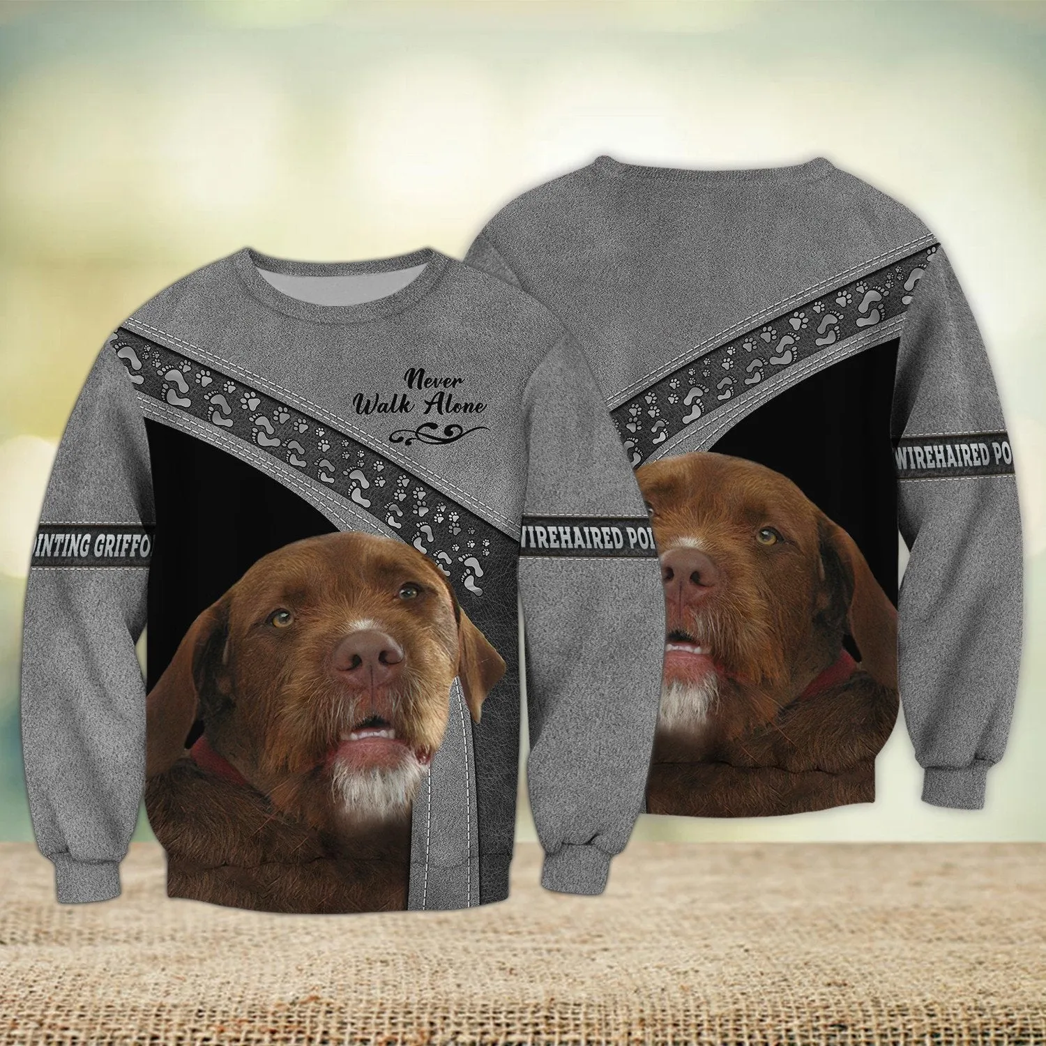 Wirehaired Pointing Griffon Love Never Walk Alone 3D Full Print Shirts, Shirt For Dog Lovers, Dog Memorial Gifts for loss of Dog