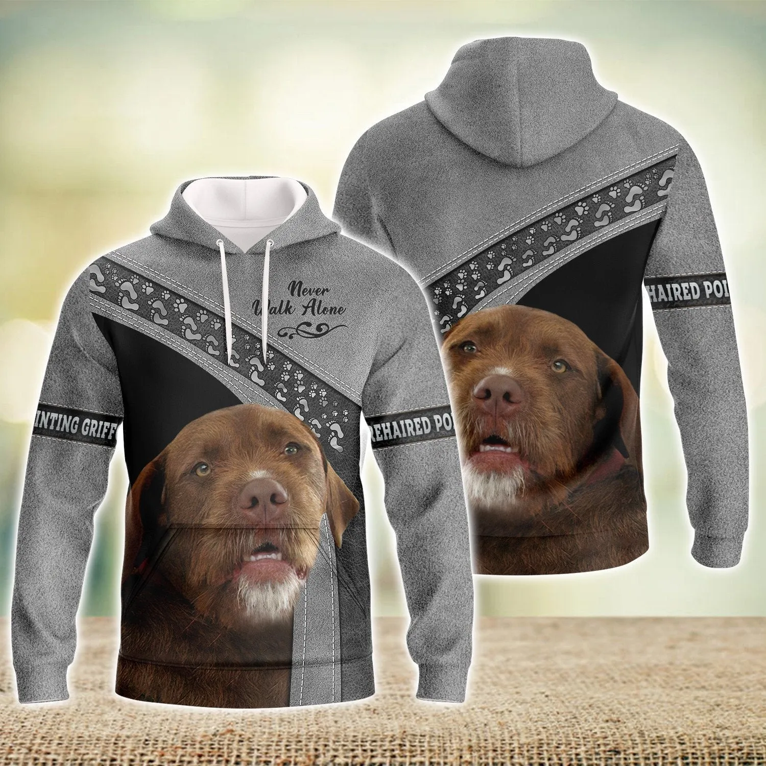 Wirehaired Pointing Griffon Love Never Walk Alone 3D Full Print Shirts, Shirt For Dog Lovers, Dog Memorial Gifts for loss of Dog