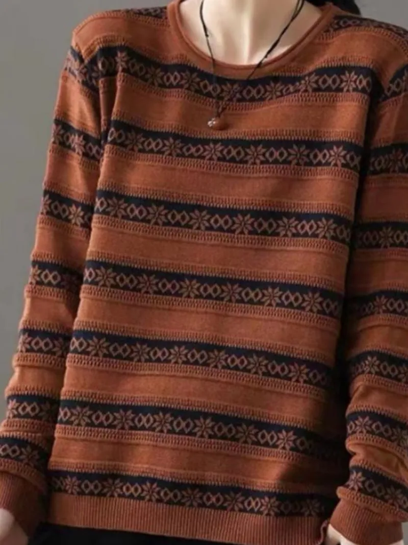 Women's Autumn Amore Stripes Loose Sweater