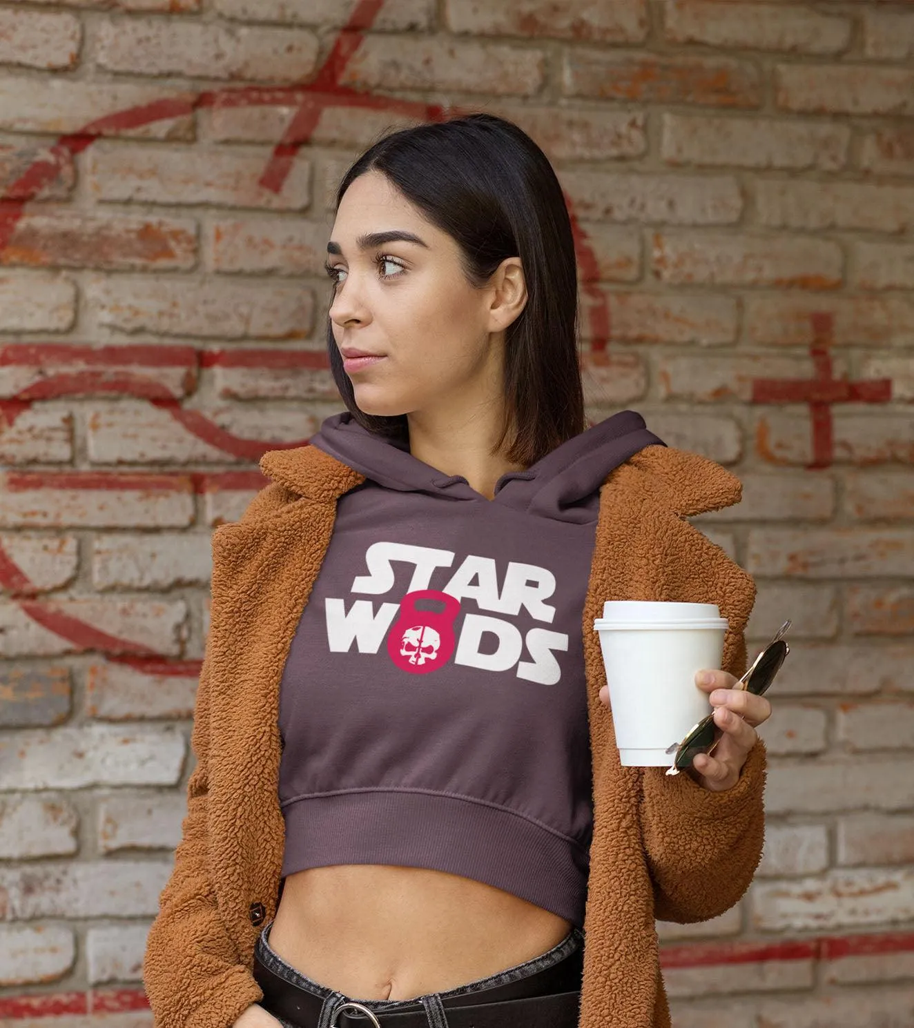 Women's crop Hoodie (Chocolate)