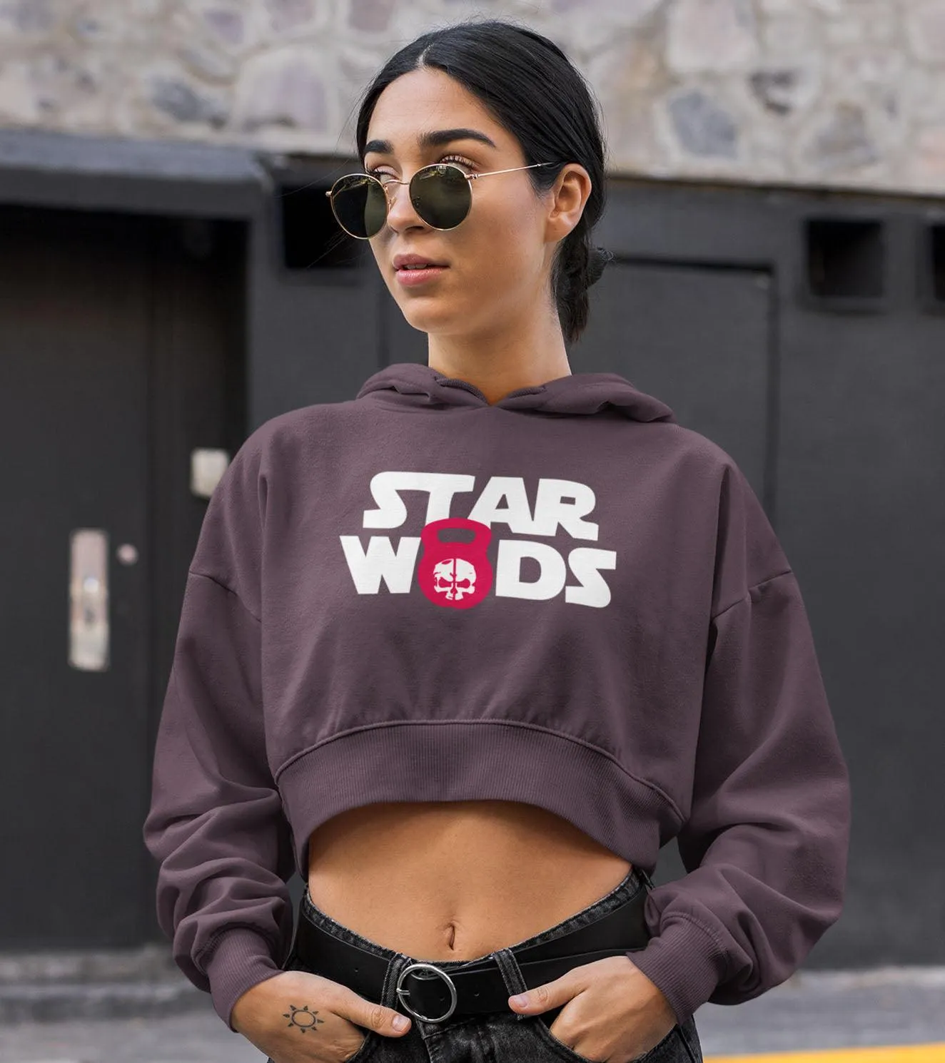 Women's crop Hoodie (Chocolate)