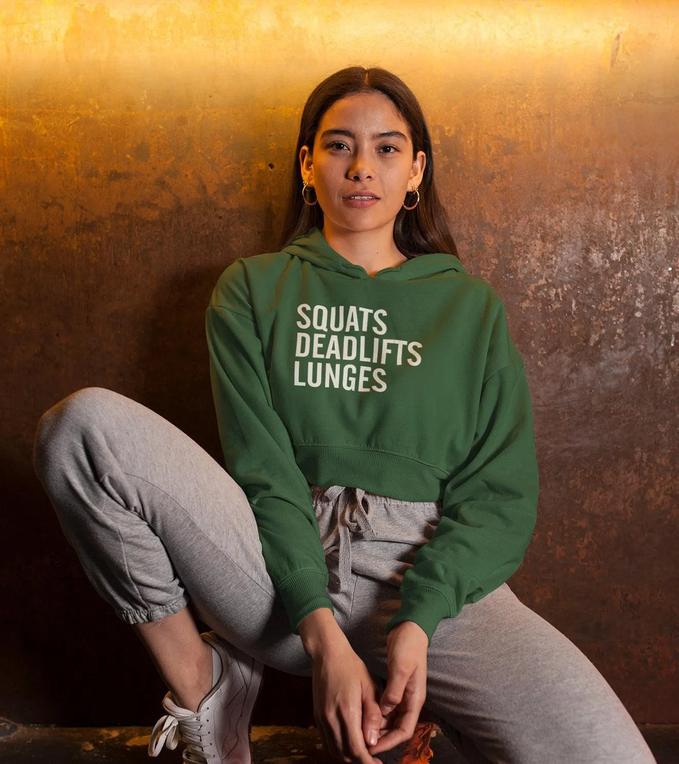 Women's crop Hoodie ( Squat deadlift)