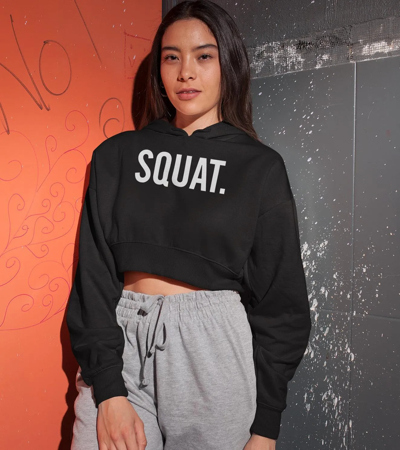 Women's crop Hoodie (squat)