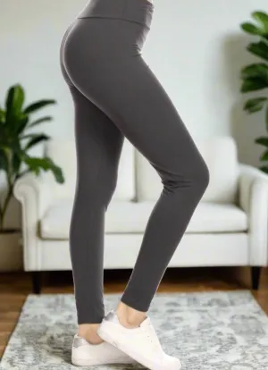 Womens Gray Leggings, Soft Yoga Pants, Sizes OS/TC/TC2, Solid Gray, Yoga Waist, Exclusive Leggings