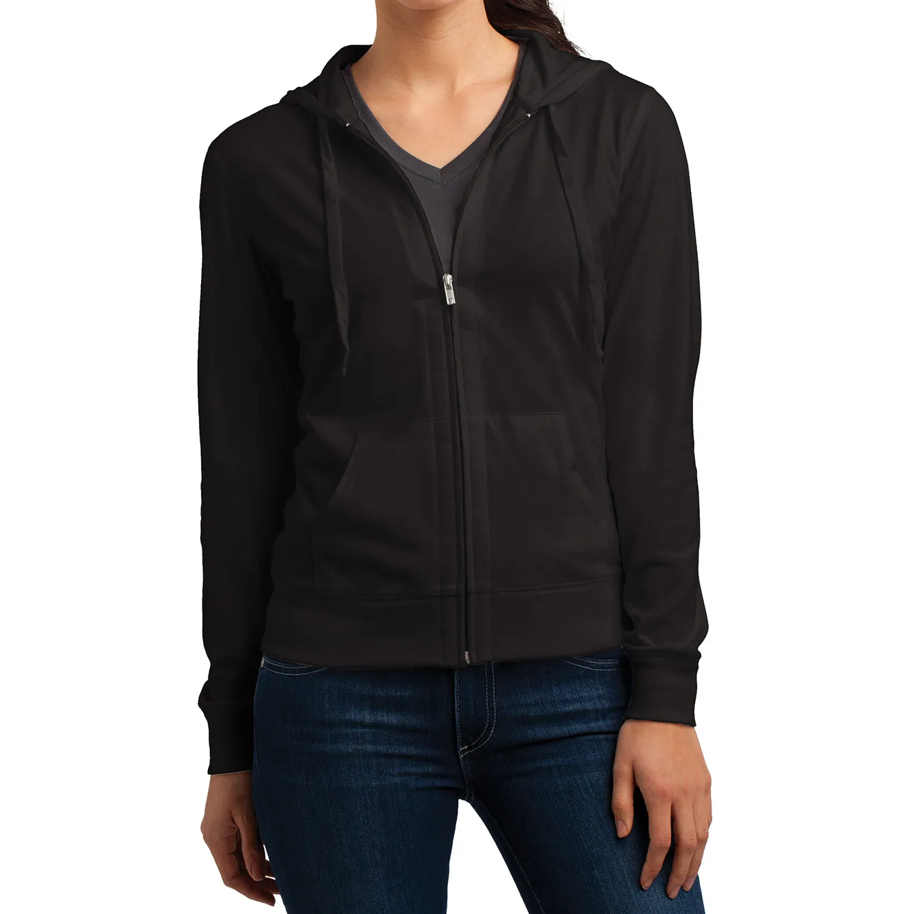 Women's Juniors Jersey Full-Zip Hoodie