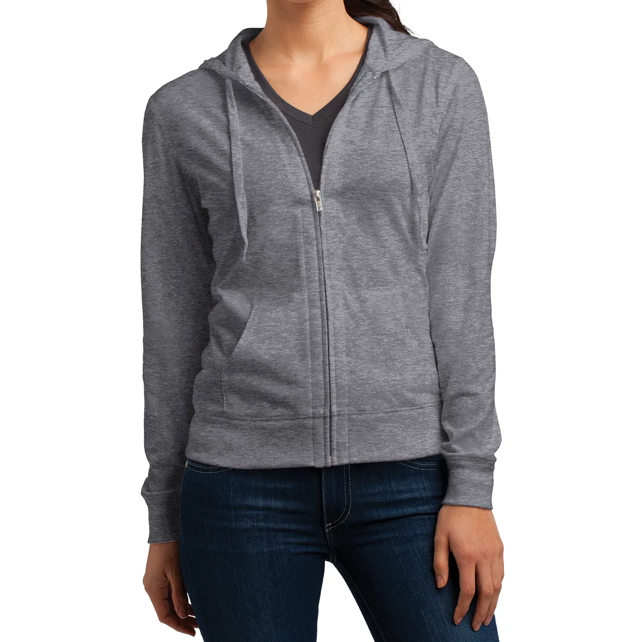 Women's Juniors Jersey Full-Zip Hoodie