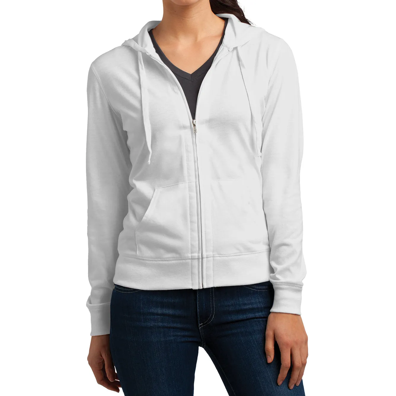 Women's Juniors Jersey Full-Zip Hoodie