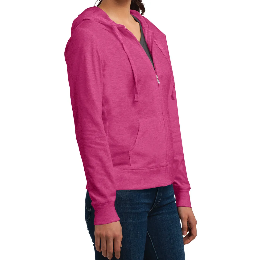 Women's Juniors Jersey Full-Zip Hoodie