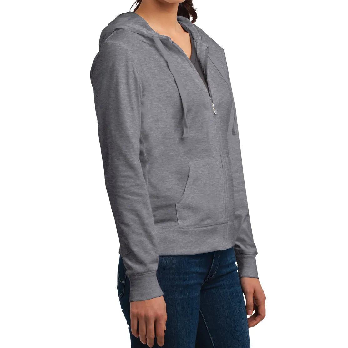 Women's Juniors Jersey Full-Zip Hoodie