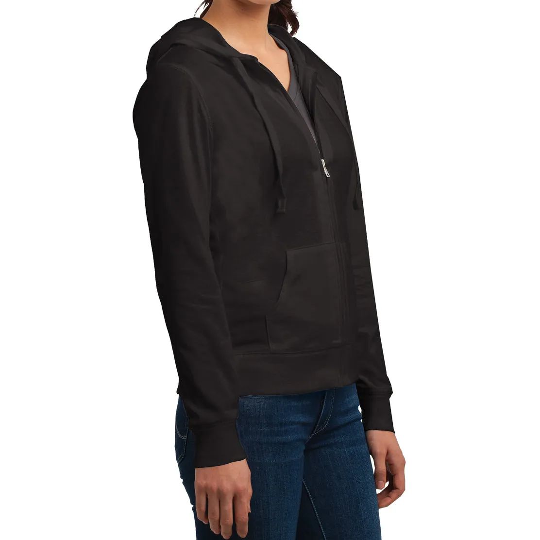 Women's Juniors Jersey Full-Zip Hoodie