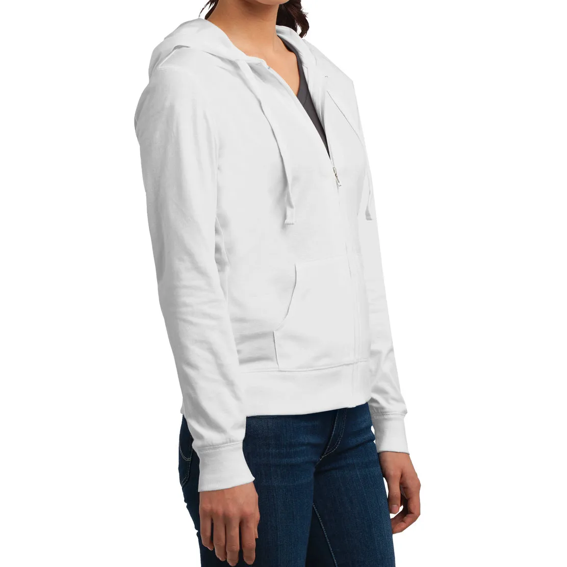 Women's Juniors Jersey Full-Zip Hoodie