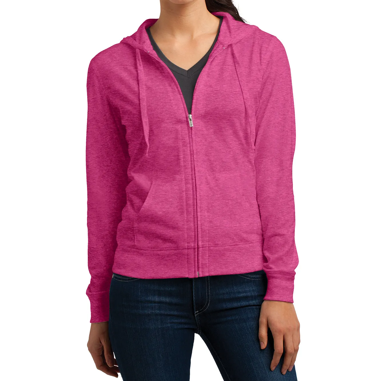 Women's Juniors Jersey Full-Zip Hoodie