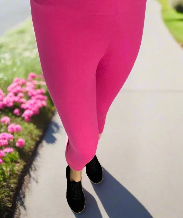 Womens Pink Capri Leggings, Soft Yoga Pants, Sizes OS/TC, Yoga Waist, Exclusive Leggings
