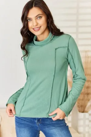 Women's POL Exposed Seam Long Sleeve Knit Top