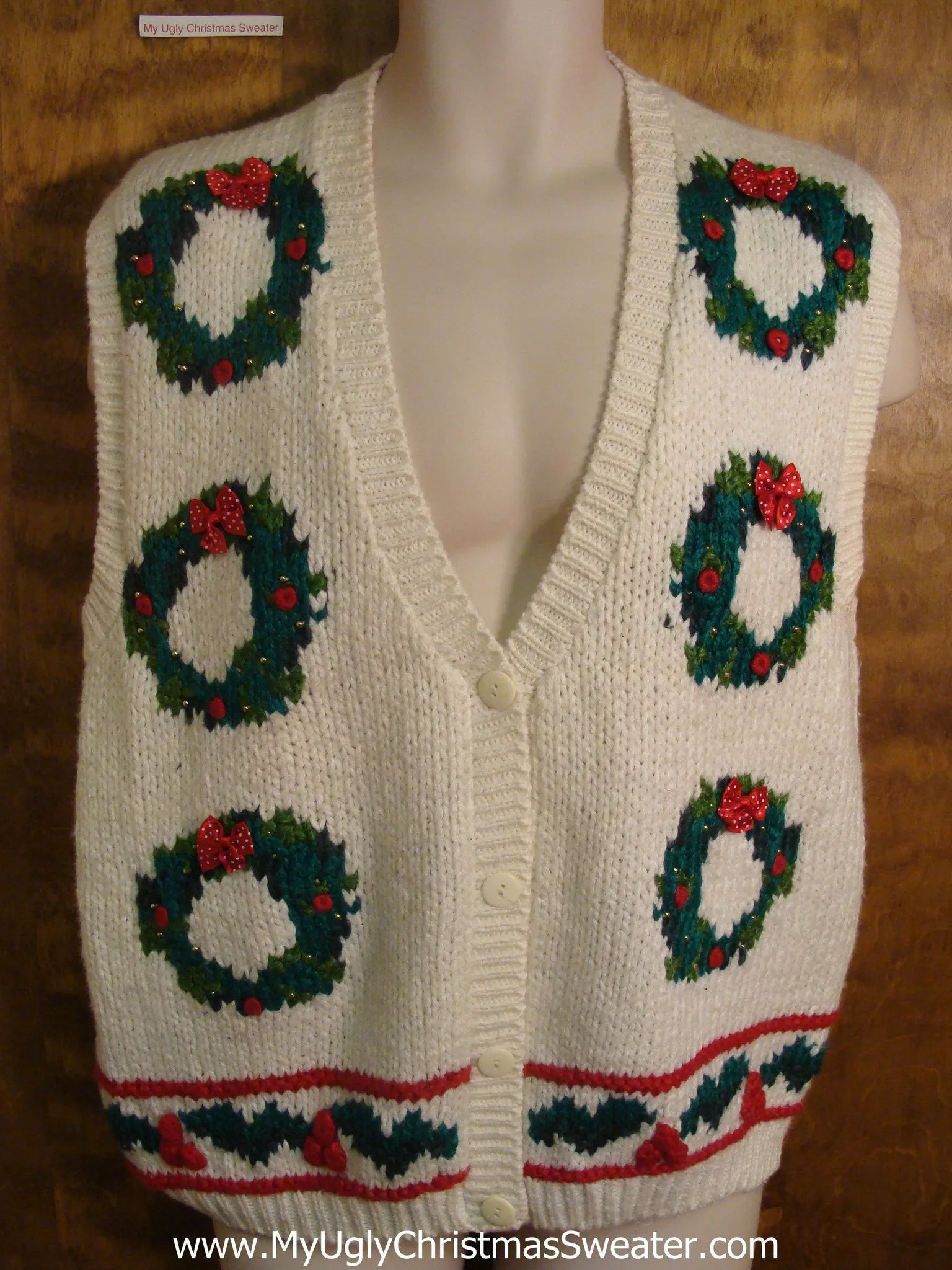 Wreaths and Holly Funny Christmas Sweater Vest