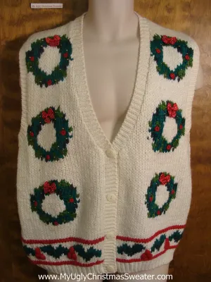 Wreaths and Holly Funny Christmas Sweater Vest